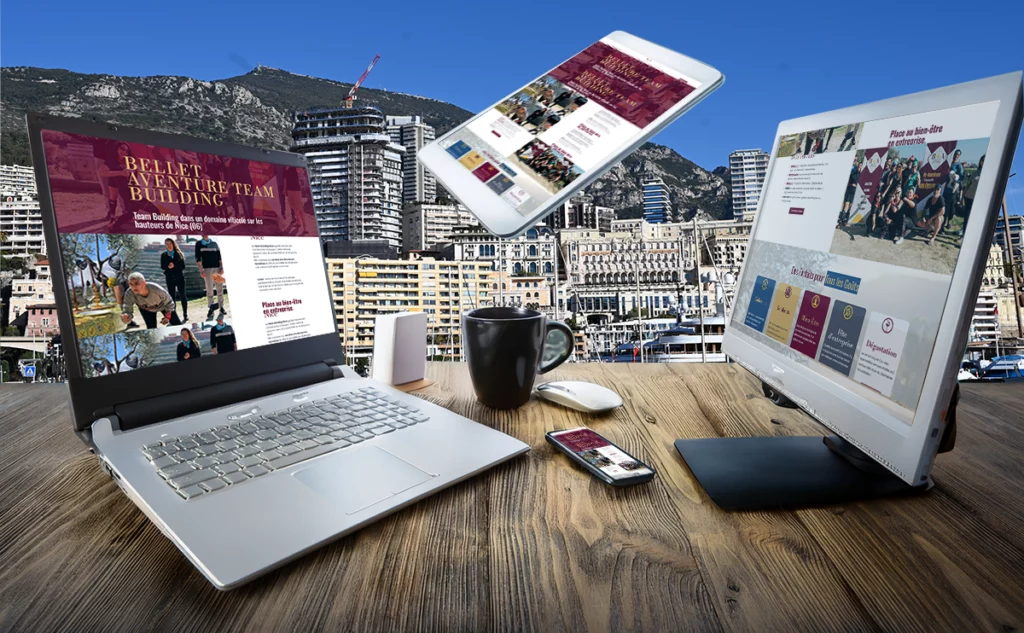 montage photo du site web belletaventure.fr affiché sur les écrans de différents support
