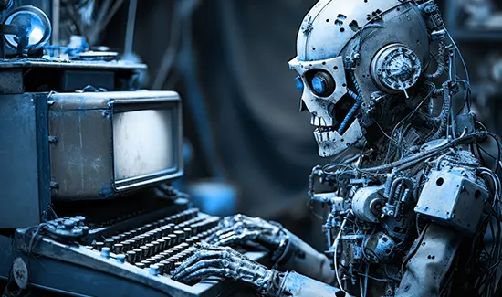 robot sur computer vintage